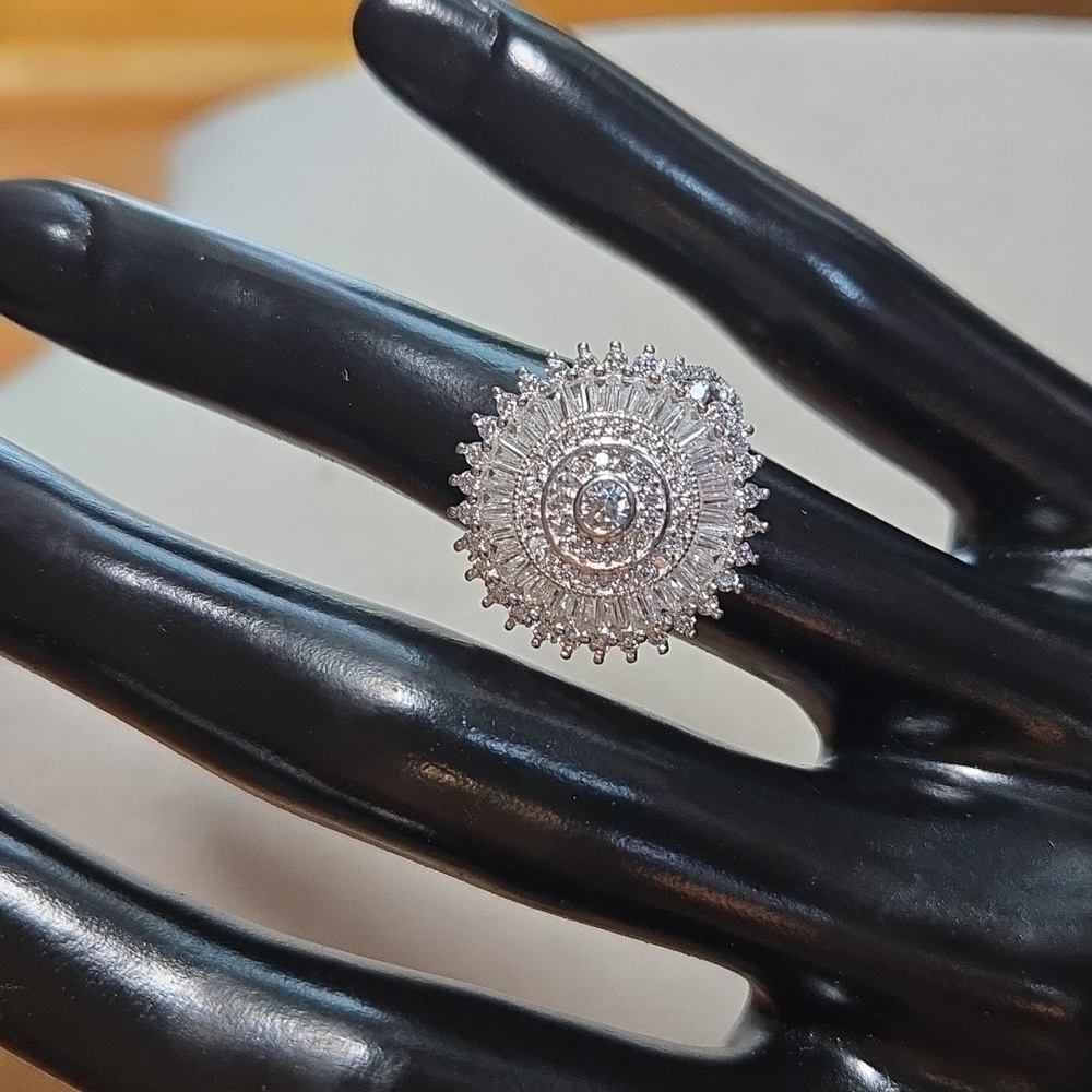 Sterling Silver Cubic Zirconia Cocktail Ring